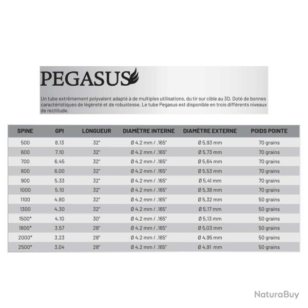 Tube de fl�che Cross-X Pegasus 4.2 700 x12 Rectitude 0,008" Sans cresting