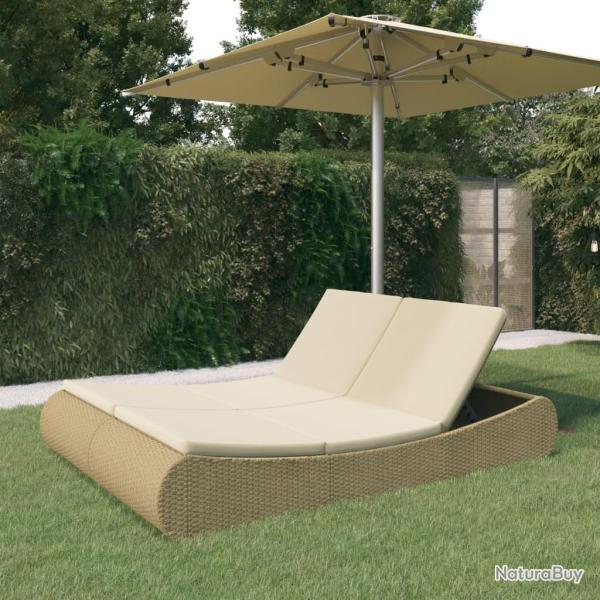 Chaise longue d'ext�rieur R�sine tress�e Beige