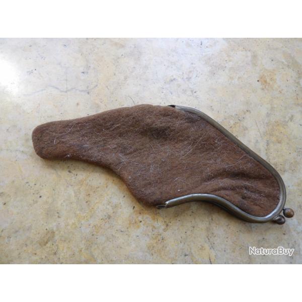 holster �tui ancien faux chevreau revolver porte monnaie 320 6mm 6.35 petits trous d'usure sur c�t�