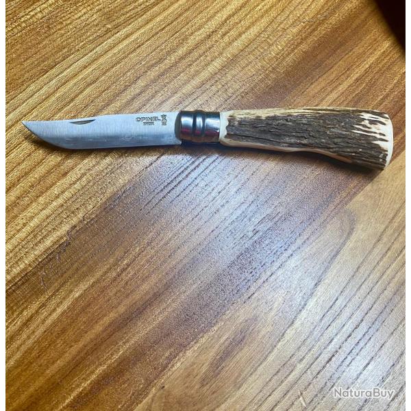 OPINEL N9 CUSTOM ARTISANAL UNIQUE MANCHE POINTE BOIS DE CERF