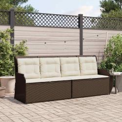 Banc de jardin avec coussin Noir et blanc cr&egrave;me polyrotin