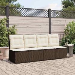 Canap&eacute; de jardin avec coussin Noir et blanc cr&egrave;me polyrotin