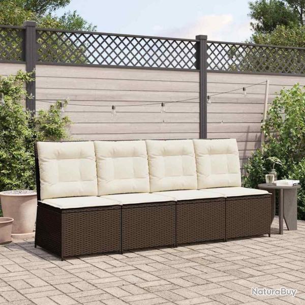 Canap� de jardin avec coussin Noir et blanc cr�me polyrotin