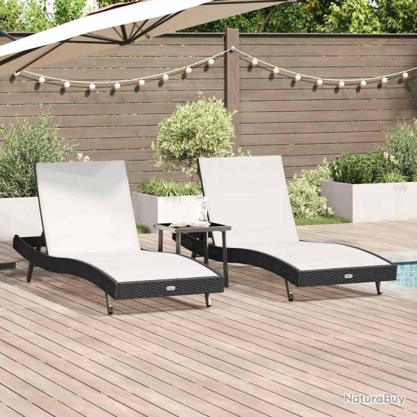 Transat 3 pcs Noir et Blanc 197 x 70 x 82 cm polyrotin
