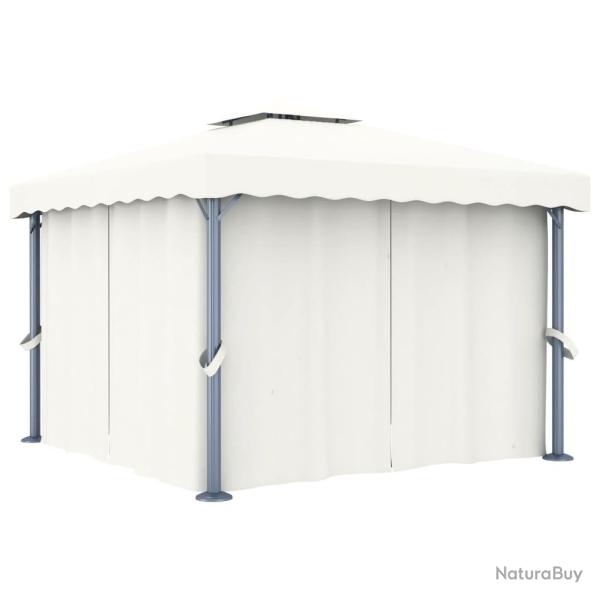 Tonnelle avec rideau 3x3 m Blanc cr�me Aluminium