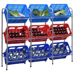 &Eacute;tag&egrave;re de rangement pour 9 caisses Argent&eacute; 145x33x116 cm Acier