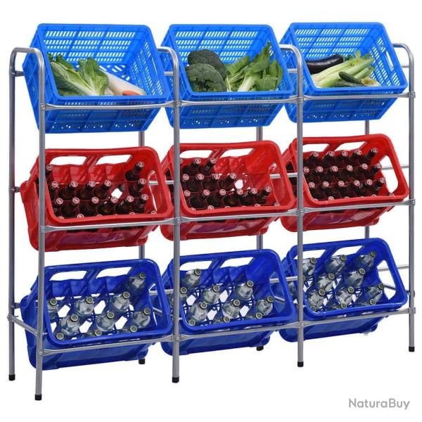 �tag�re de rangement pour 9 caisses Argent� 145x33x116 cm Acier
