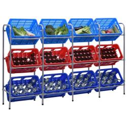 &Eacute;tag&egrave;re de rangement pour 12 caisses Argent&eacute; 190x33x116cm Acier