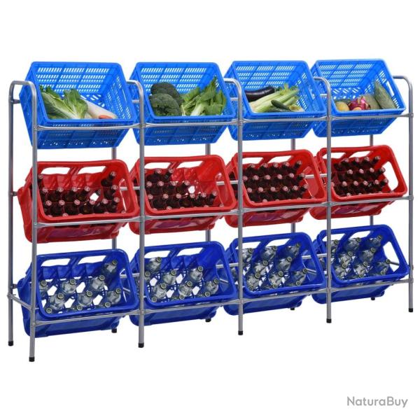 �tag�re de rangement pour 12 caisses Argent� 190x33x116cm Acier