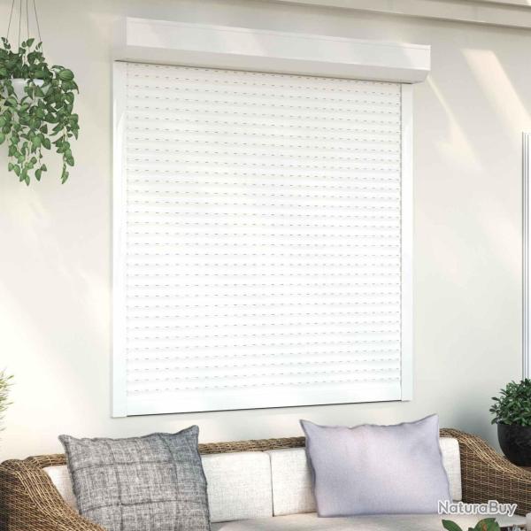 Store Roulant Blanc 130 x 140 cm Aluminium et Polyur�thane