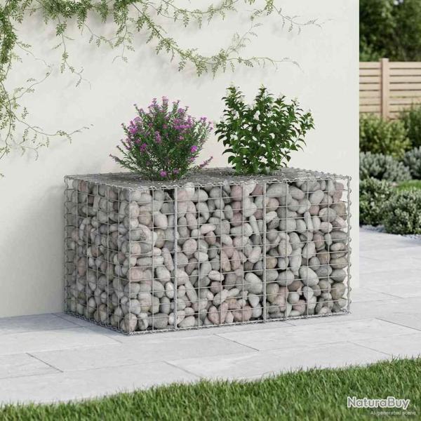 Lit sur�lev� gabion Argent� 100 x 60 x 55 cm Acier galvanis�