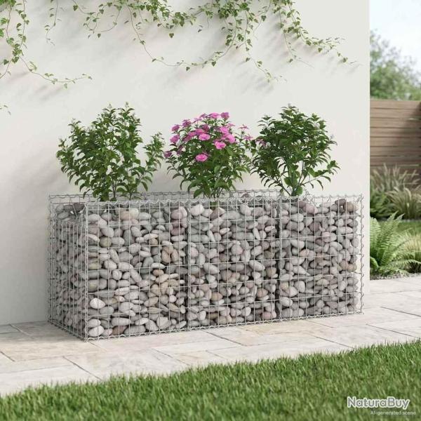 Lit sur�lev� gabion Argent� 150 x 50 x 60 cm Acier galvanis�