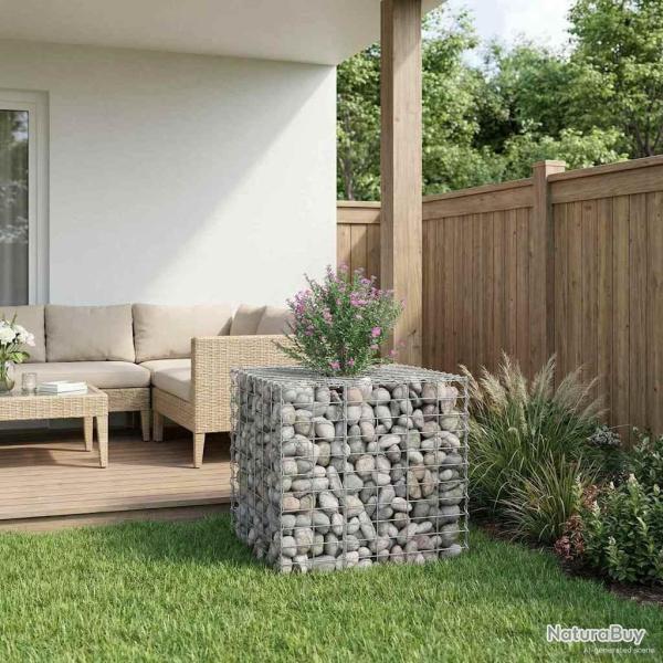 Lit sur�lev� gabion Argent� 60 x 60 x 55 cm Acier galvanis�