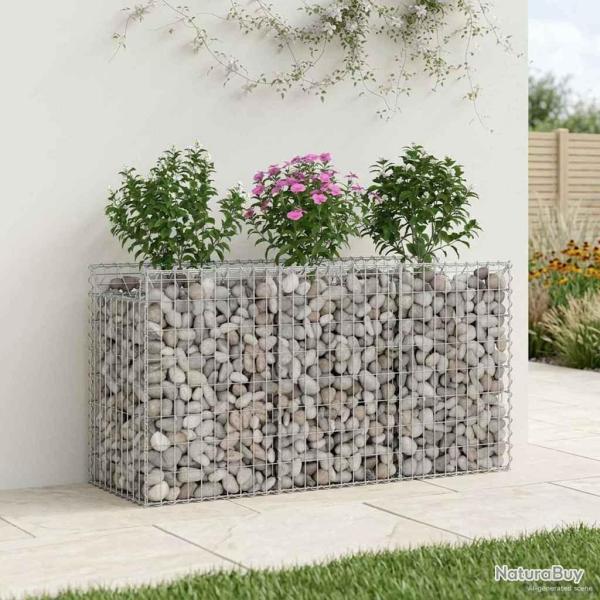 Lit sur�lev� gabion Argent� 150 x 50 x 80 cm Acier galvanis�