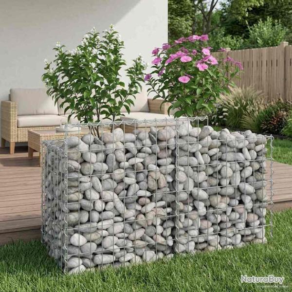 Lit sur�lev� gabion Argent� 100 x 50 x 60 cm Acier galvanis�