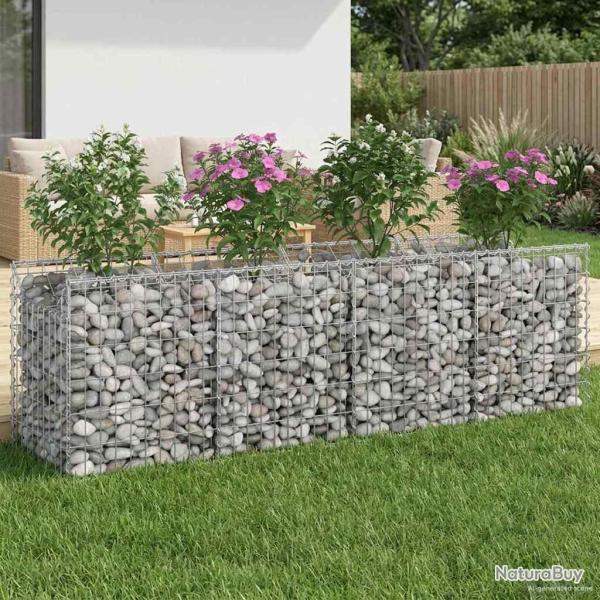 Lit sur�lev� gabion Argent� 200 x 50 x 60 cm Acier galvanis�