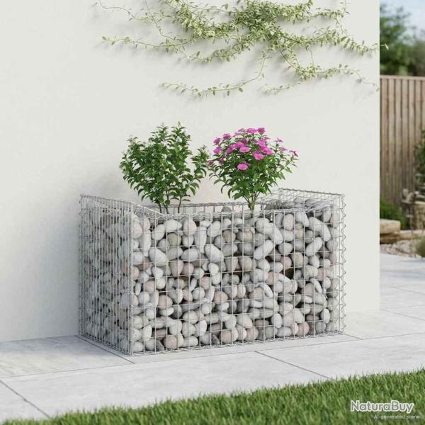 Lit sur�lev� gabion Argent� 50 x 100 x 60 cm Acier galvanis�