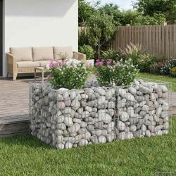Lit sur&eacute;lev&eacute; gabion Argent&eacute; 100 x 100 x 60 cm Acier galvanis&eacute;