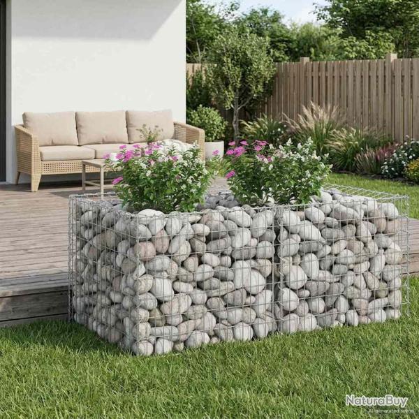 Lit sur�lev� gabion Argent� 100 x 100 x 60 cm Acier galvanis�