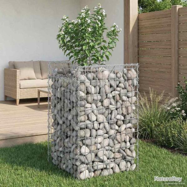 Lit sur�lev� gabion Argent� 50 x 50 x 80 cm Acier galvanis�