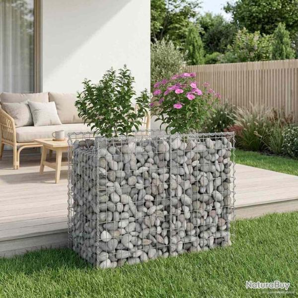 Lit sur�lev� gabion Argent� 100 x 50 x 80 cm Acier galvanis�