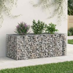 Lit sur&eacute;lev&eacute; gabion Argent&eacute; 140 x 60 x 55 cm Acier galvanis&eacute;