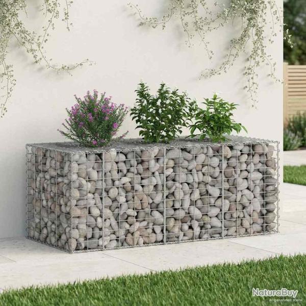 Lit sur�lev� gabion Argent� 140 x 60 x 55 cm Acier galvanis�