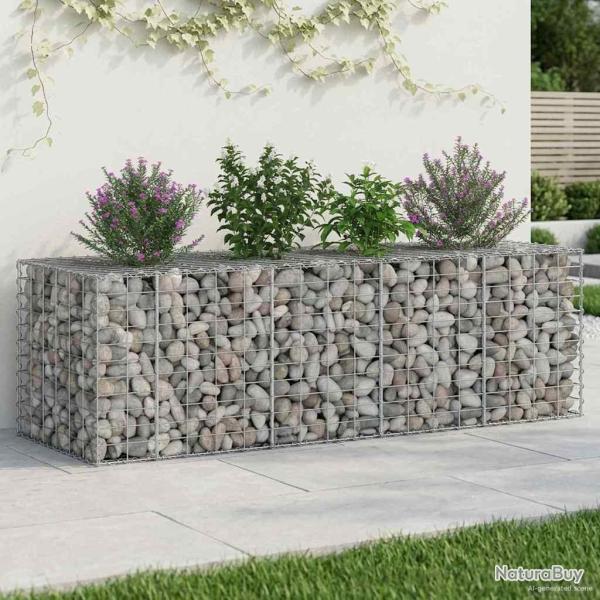 Lit sur�lev� gabion Argent� 180 x 60 x 55 cm Acier galvanis�