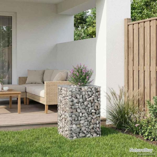 Lit sur�lev� gabion Argent� 50 x 50 x 80 cm Acier galvanis�