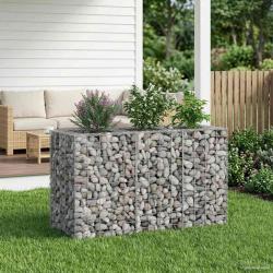 Lit sur&eacute;lev&eacute; gabion Argent&eacute; 130 x 50 x 80 cm Acier galvanis&eacute;