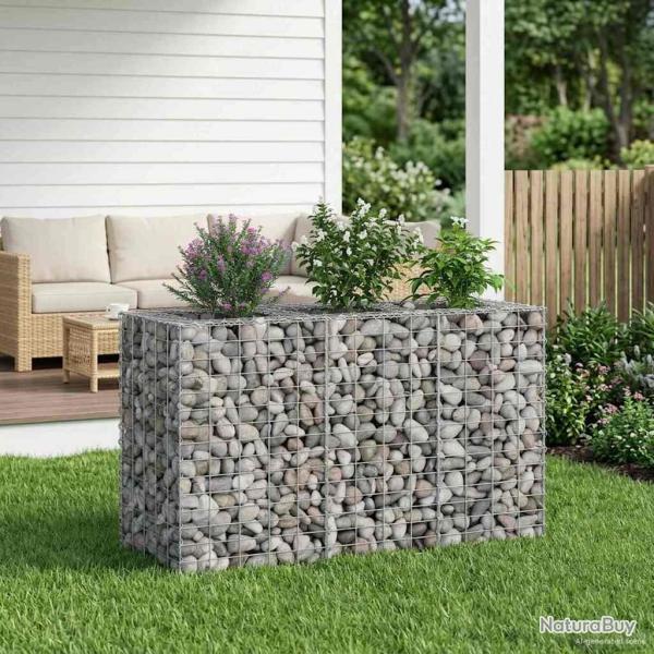 Lit sur�lev� gabion Argent� 130 x 50 x 80 cm Acier galvanis�