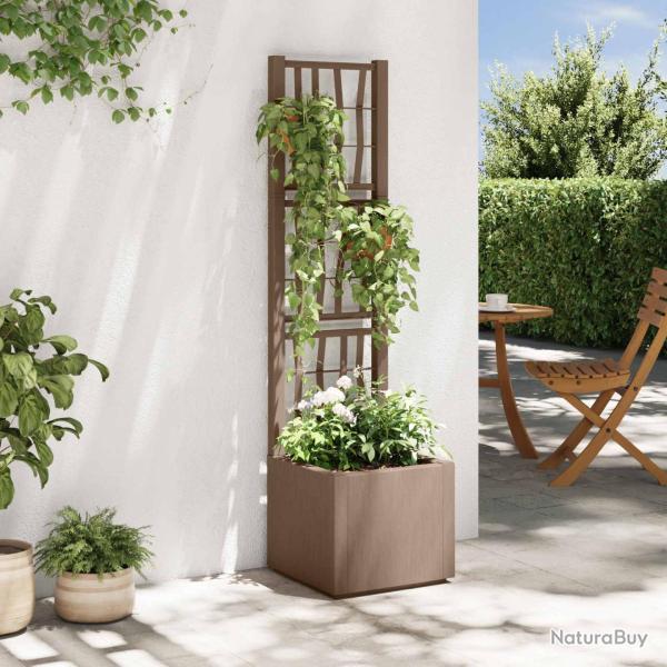 Bac � fleurs avec Treillis Marron 36 x 36 x 140 cm PP