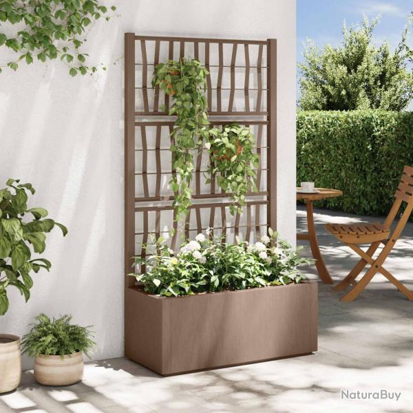 Bac � fleurs avec Treillis Marron 80 x 36 x 140 cm PP