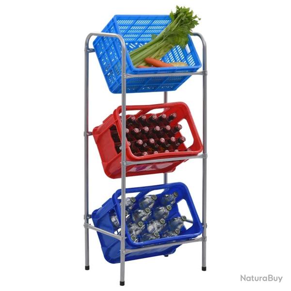 �tag�re de rangement pour 3 caisses Argent� 50x33x116 cm Acier
