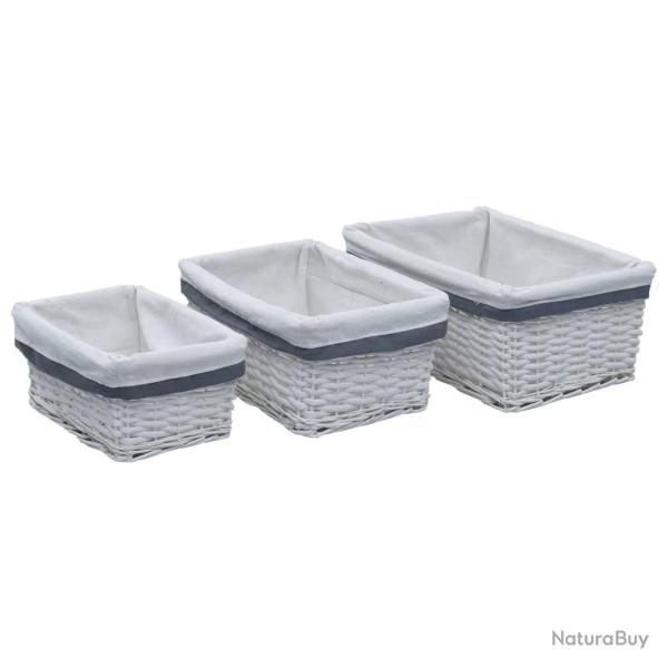 Ensemble de paniers gigognes 3 pcs Blanc Saule