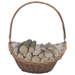 Panier &agrave; bois de chauffage avec poign&eacute;e 57x46,5x52 cm Marron