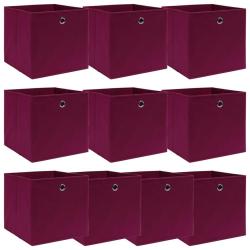 Bo&icirc;tes de rangement 10 pcs Rouge fonc&eacute; 32x32x32 cm Tissu
