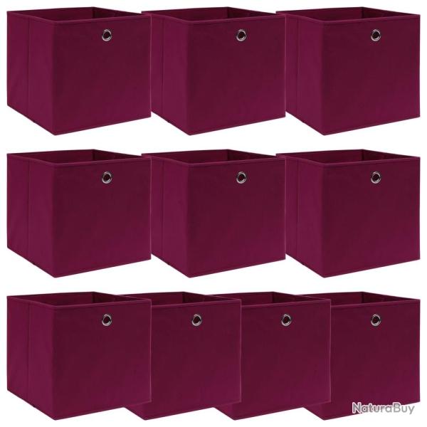 Bo�tes de rangement 10 pcs Rouge fonc� 32x32x32 cm Tissu