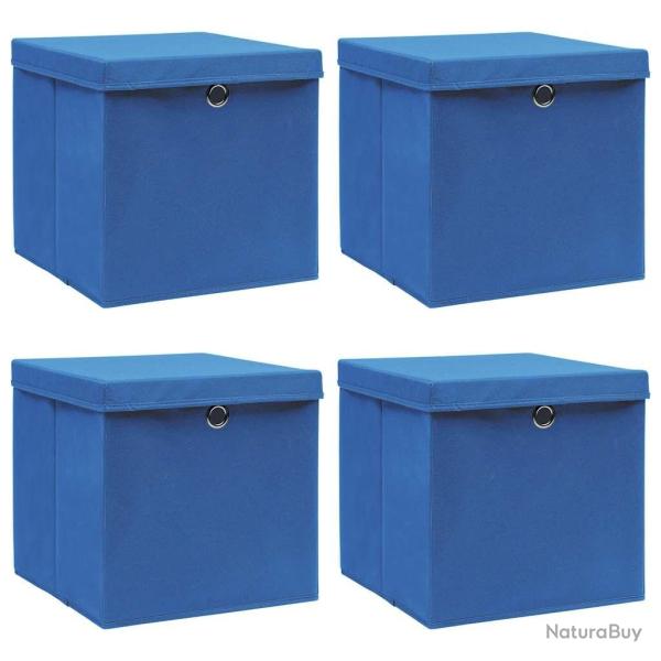 Bo�tes de rangement avec couvercle 4 pcs Bleu 32x32x32 cm Tissu