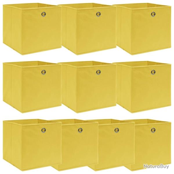 Bo�tes de rangement 10 pcs Jaune 32x32x32 cm Tissu