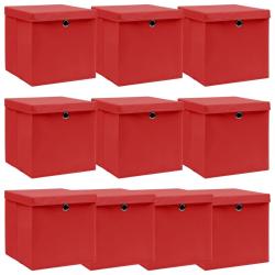 Bo&icirc;tes de rangement et couvercles 10 pcs Rouge 32x32x32cm Tissu