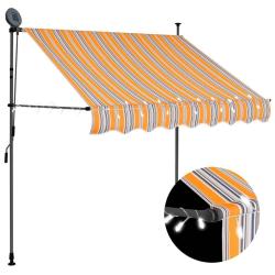 Auvent manuel r&eacute;tractable avec LED 200 cm Jaune et bleu