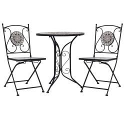 Mobilier de bistro 3 pcs mosa&iuml;que Carreaux c&eacute;ramiques Gris