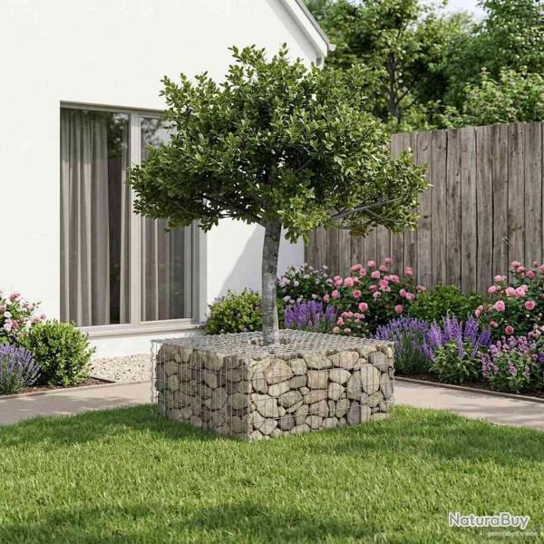 Lit sur�lev� gabion Argent� 100 x 100 x 40 cm Acier galvanis�