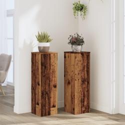 Supports pour plantes 2 pcs vieux bois bois d'ing&eacute;nierie