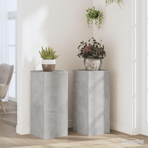 Supports pour plantes 2 pcs gris b�ton bois d'ing�nierie