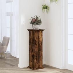 Support pour plantes ch&ecirc;ne fum&eacute; 33x33x100 cm bois d'ing&eacute;nierie