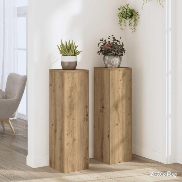 Supports pour plantes 2 pcs ch�ne artisanal bois d'ing�nierie