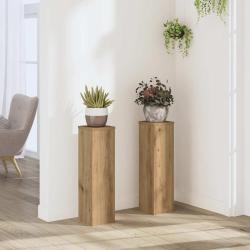 Supports pour plantes 2 pcs ch&ecirc;ne artisanal bois d'ing&eacute;nierie
