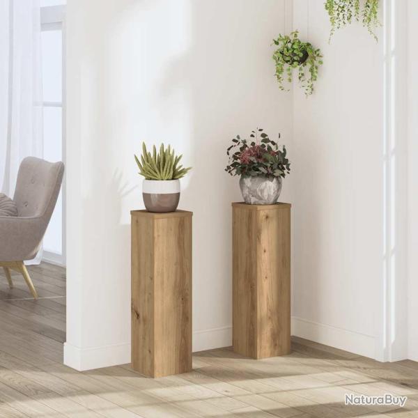 Supports pour plantes 2 pcs ch�ne artisanal bois d'ing�nierie